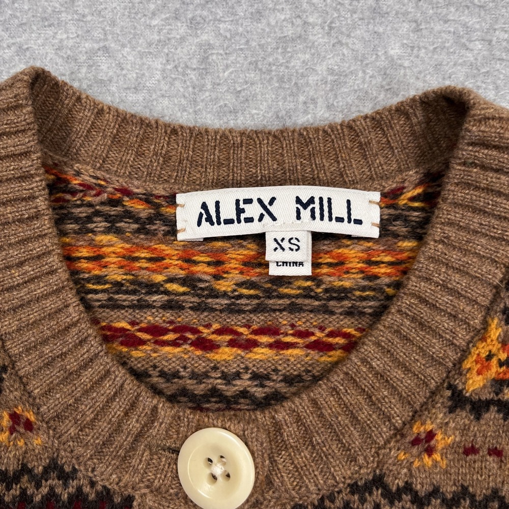 Alex Mill Francis Cardigan Womens XS Fair Isle Extrafine Merino Wool Sweater - Picture 9 of 12